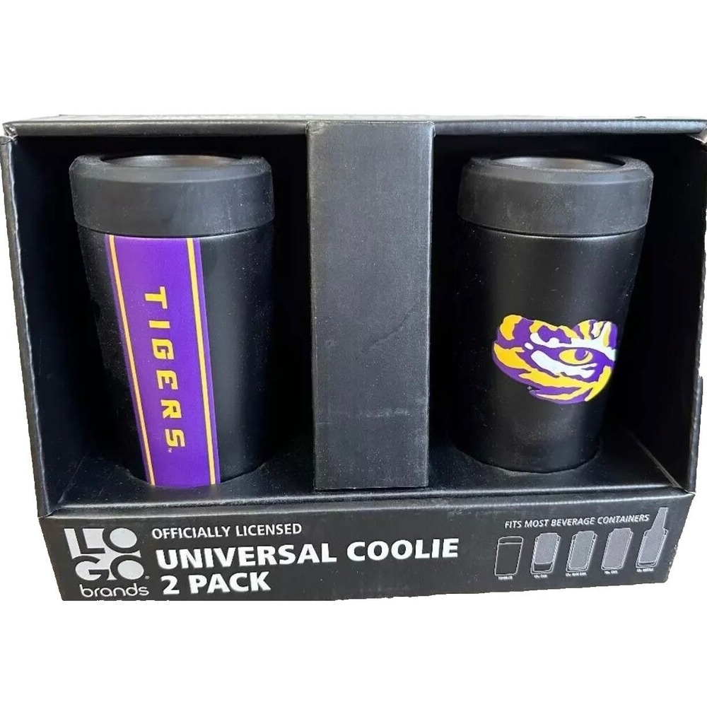LSU Tigers Logo Brands Officially Licensed Universal Coolie, 2 Pack, New In Box